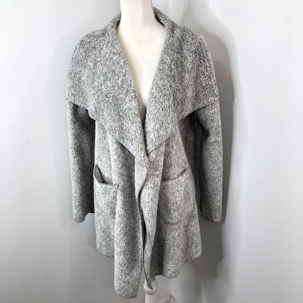Soft Surroundings Womens Shawl Collar Cardigan Sweater Size S Gray Cozy Pockets